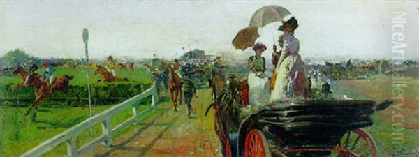 At The Races Oil Painting by Jose Navarro Llorens