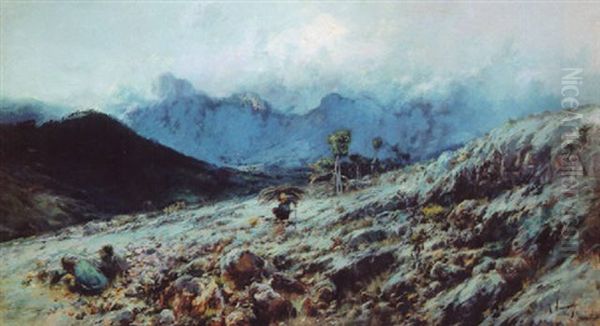 Paisaje Con Montanas Oil Painting by Jose Navarro Llorens