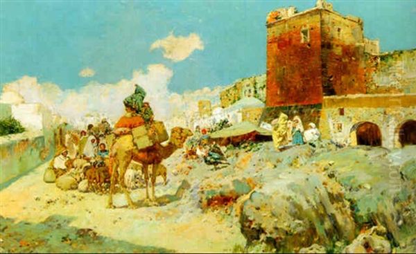 Market Day In Fui Mora, Morocco Oil Painting by Jose Navarro Llorens