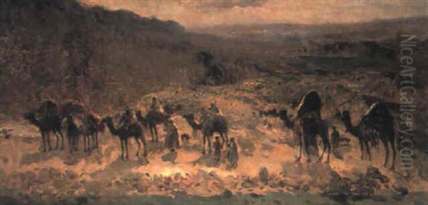 Caravana De Camellos Oil Painting by Jose Navarro Llorens