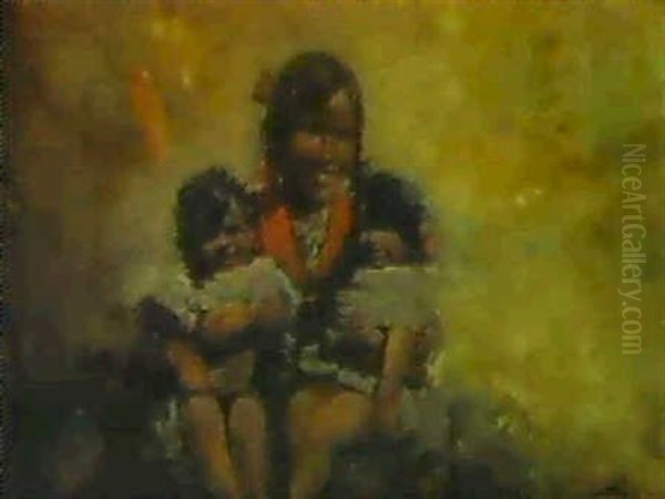 Maternidad Gitana Oil Painting by Jose Navarro Llorens