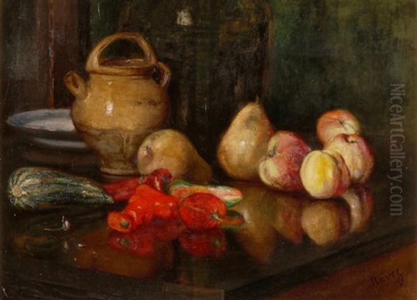 Stillleben Mit Apfeln, Birnen, Zucchetti Und Paprika Oil Painting by Arthur Navez