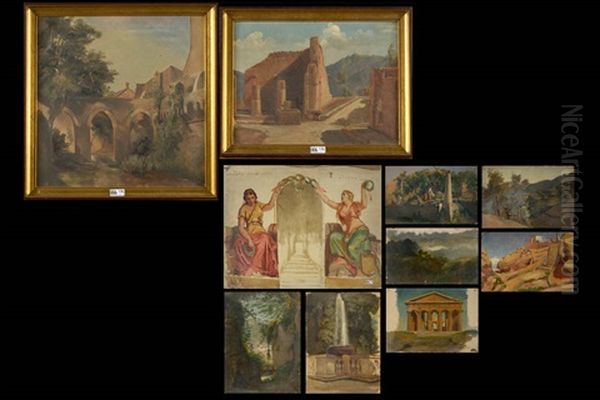 Paysages (6 Works) Oil Painting by Francois Joseph Navez