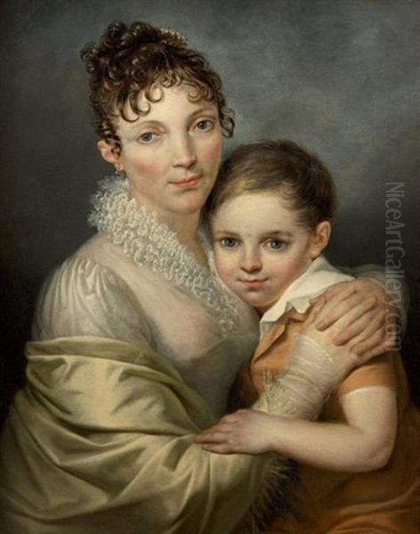 Portrait De Femme Et De Son Fils Oil Painting by Francois Joseph Navez