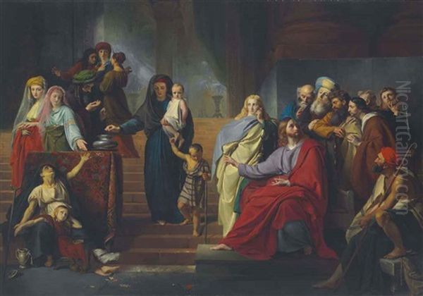 Christ Giving To The Poor Oil Painting by Francois Joseph Navez