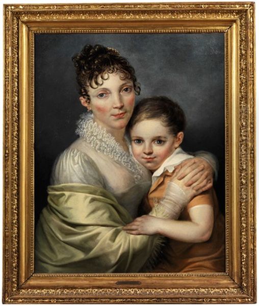 Doppelbildnis Einer Jungen Frau Mit Ihrem Sohnchen Oil Painting by Francois Joseph Navez