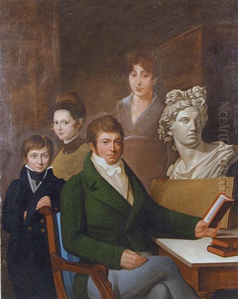 Portrait D'une Famille Dans Un Interieur Oil Painting by Francois Joseph Navez