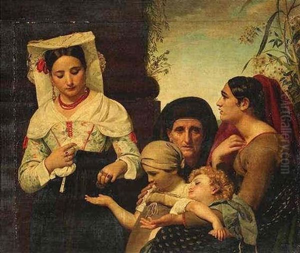 Eine Vornehme Romerin Gibt Einer Jungen Mutter Und Ihren Kindern Ein Almosen by Francois Joseph Navez