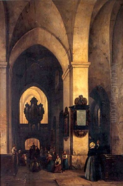 Scene D'interieur D'eglise Oil Painting by Francois Joseph Navez