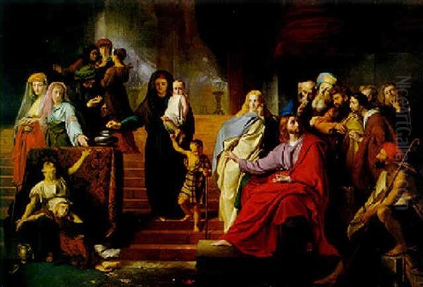 Christ Giving To The Poor Oil Painting by Francois Joseph Navez