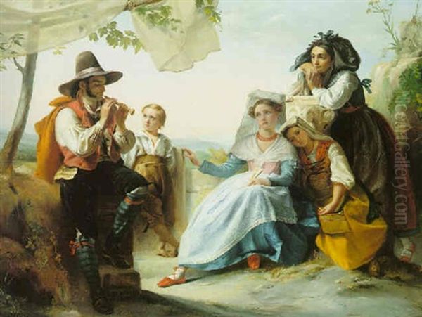 The Flute Player Oil Painting by Francois Joseph Navez