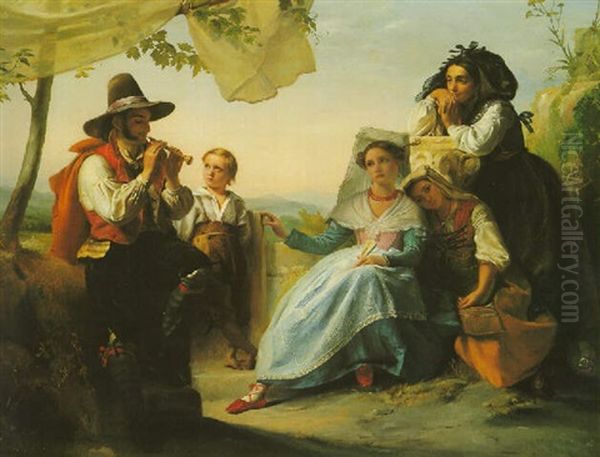 The Flute Player Oil Painting by Francois Joseph Navez