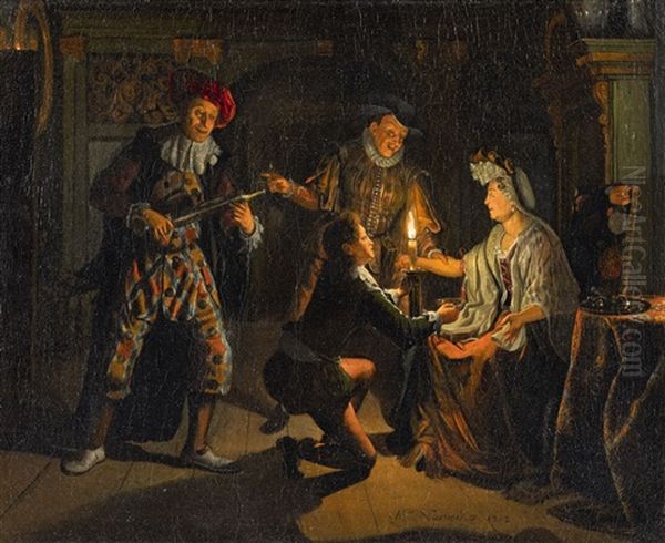 The Matchmaker's Visit Oil Painting by Matthys Navieu