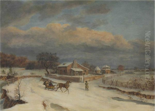 Kennett Square In Winter Oil Painting by Thomas Birch