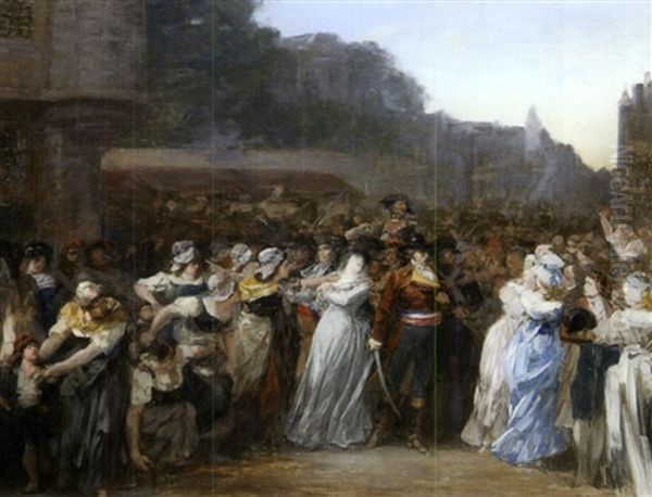 L'arrestation De La Femme De Camille Desmoulins Oil Painting by Joseph Navlet