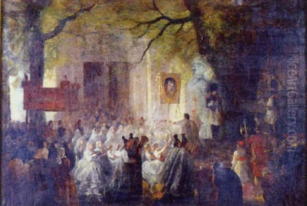 La Procession Oil Painting by Joseph Navlet