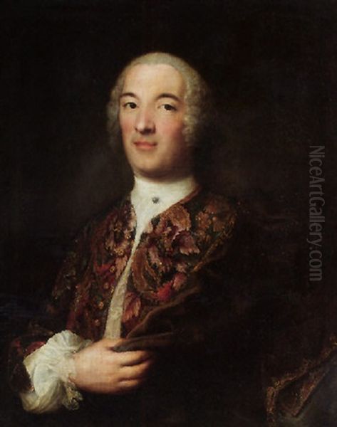 Portrait Of A Gentleman Wearing An Embroidered Waistcoat by Bartolomeo Nazari