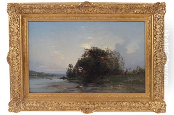 Barbizon Landscape Oil Painting by Francois Henri Nazon