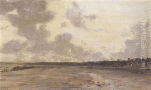 Beach Scene At Dusk Oil Painting by Francois Henri Nazon