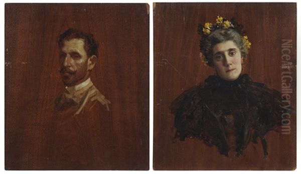 Pair Of Portraits Oil Painting by Charles Frederick Neagele