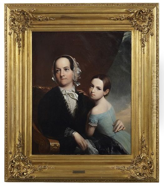 Portrait Of Mrs. Negus (1789-1879) With Her Granddaughter Sarah Negus (1840-1915) Oil Painting by John Neagle