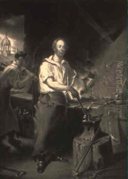 Pat Lyon At The Forge/after The Philadelphia Version Oil Painting by John Neagle