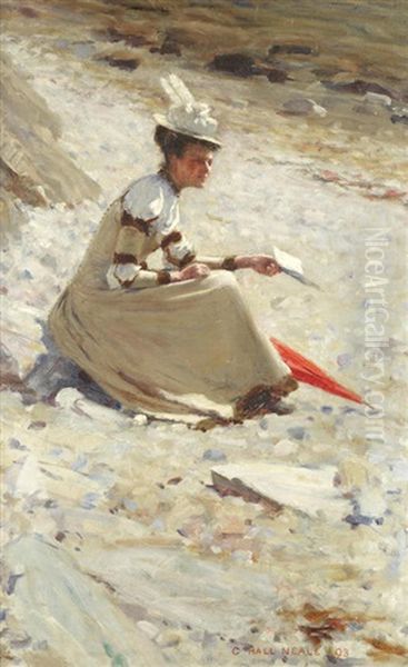 Reading On The Beach by George Hall Neale