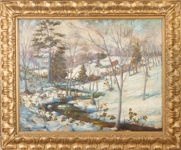 Snow Scene Oil Painting by Egbert Nearpass Jr.