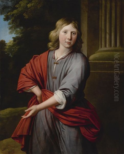 Portrait Of A Boy, Knee Length Oil Painting by Jan van Neck