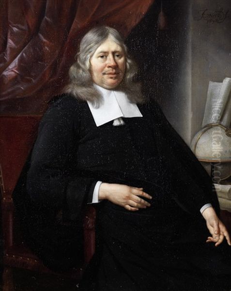 Portrait Of A Gentleman, Three-quarter-length, In Black Costume Oil Painting by Jan van Neck