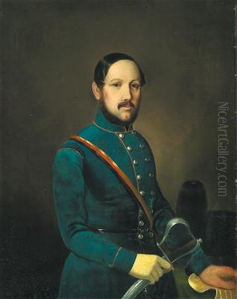 Portrait Of A Gentleman Of The Militia Oil Painting by Michael Neder