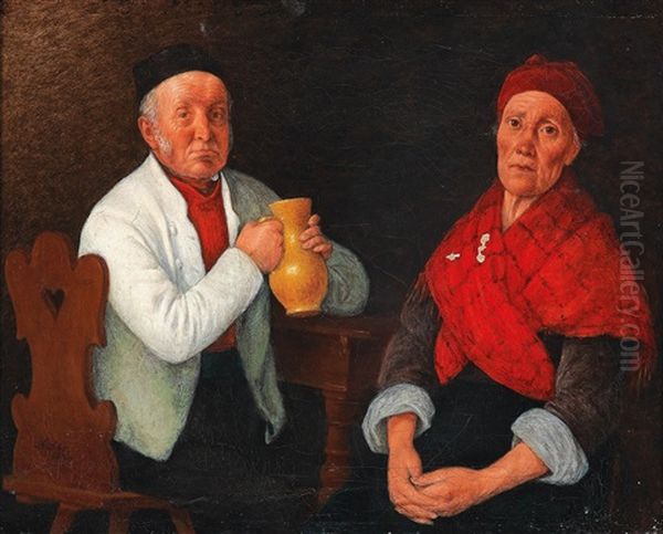 Seated Couple Oil Painting by Michael Neder