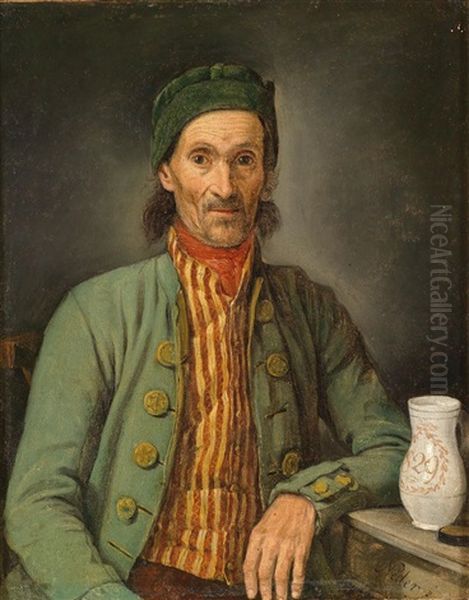 Sitzender Mann Mit Gruner Jacke Und Gestreifter Weste Oil Painting by Michael Neder