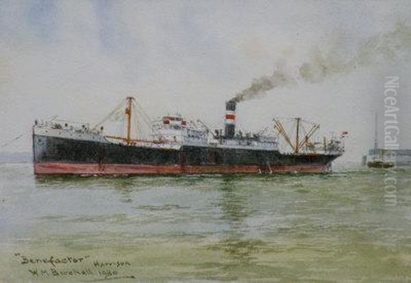 'a Study Of The Cargo Ship 'benefactor'' Oil Painting by William Minshall Birchall