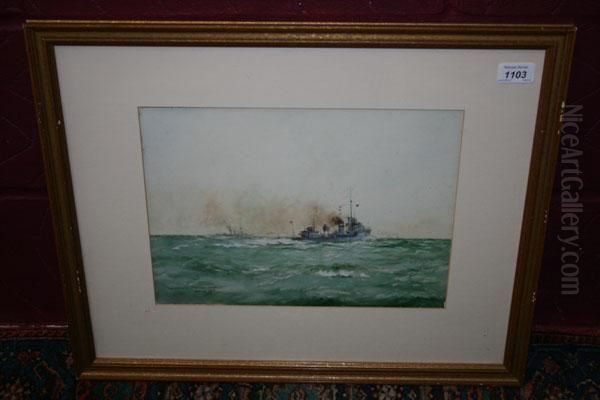 Naval Manoeuvers Oil Painting by William Minshall Birchall