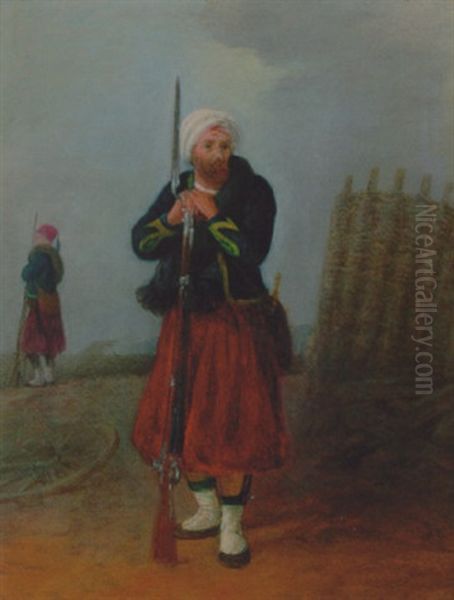 A Turkish Guard Oil Painting by Michael Neder