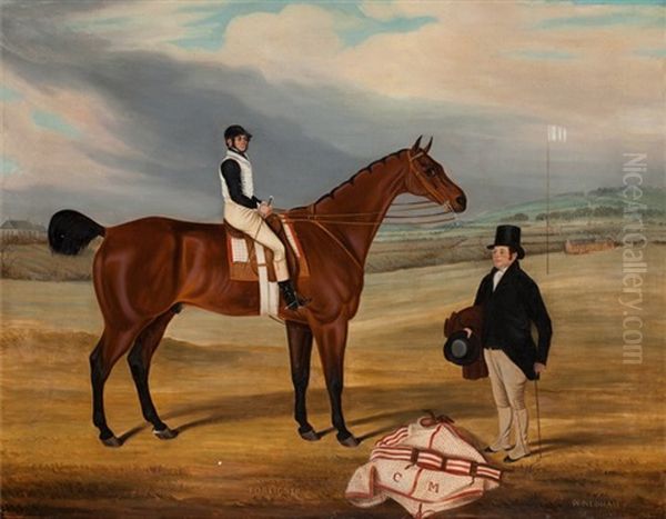 Foreigner With Jockey Up And His Owner Standing To The Right, 1838 Oil Painting by William Nedham