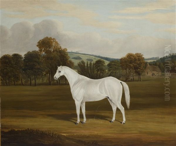 A White Horse In A Landscape Oil Painting by William Nedham