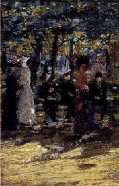 The Careless Life, Central Park, New York Oil Painting by Charles Austin Needham