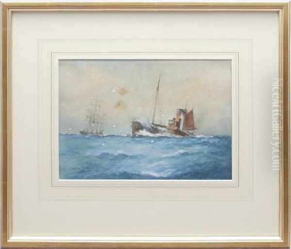 Passing Ships Oil Painting by William Minshall Birchall