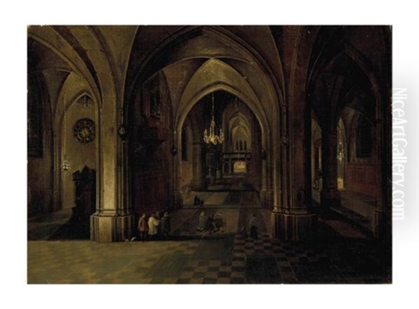 Vue De Nuit D'une Eglise Gothique Oil Painting by Peeter Neeffs the Elder