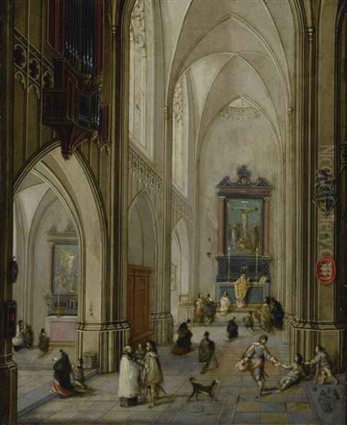 The Interior Of A Gothic Church by Peeter Neeffs the Elder