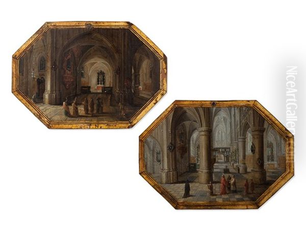 Pair Of Church Interieurs (pair) Oil Painting by Peeter Neeffs the Elder