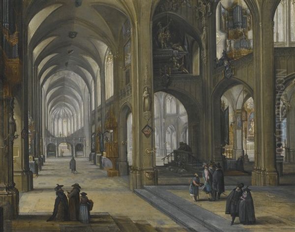 An Interior Of A Gothic Church, Facing Eastwards Oil Painting by Peeter Neeffs the Elder