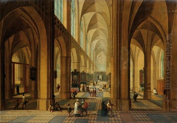 Interieur D'eglise Anime De Personnages Oil Painting by Peeter Neeffs the Elder