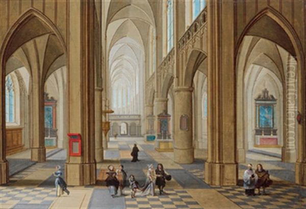 Inneres Einer Gotischen Kirche Mit Figuren Oil Painting by Peeter Neeffs the Elder