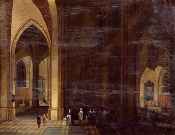 Kircheninterieur Bei Nacht (collab. W/frans Francken Ii) Oil Painting by Peeter Neeffs the Elder