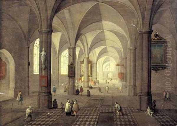 Interieur D'eglise Anime De Fideles Oil Painting by Peeter Neeffs the Elder