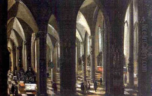 Interieur D'eglise Anime Oil Painting by Peeter Neeffs the Elder