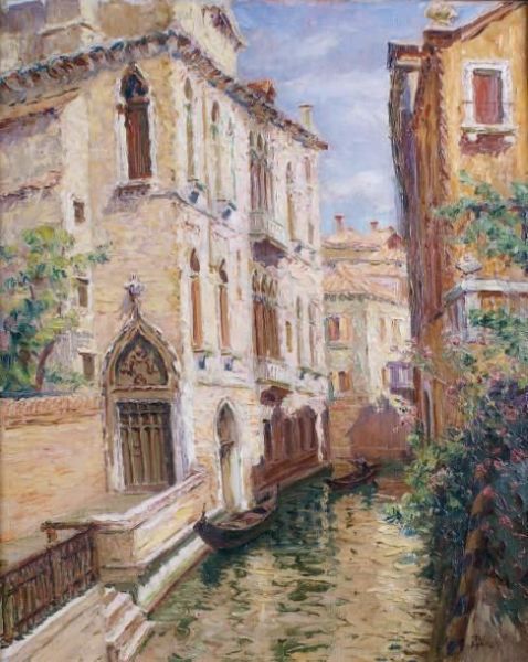 Petit Canal A Venise Oil Painting by Alphonse Birck